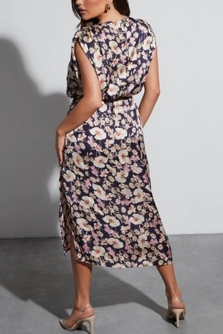 Robe midi - Bleu et rose