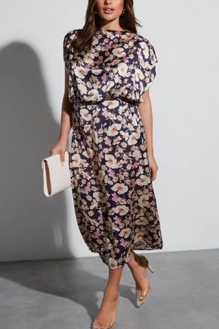 Robe midi - Bleu et rose