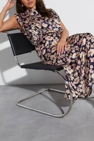 Robe midi - Bleu et rose