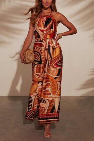 Combinaison - Noir, beige, rouge et orange