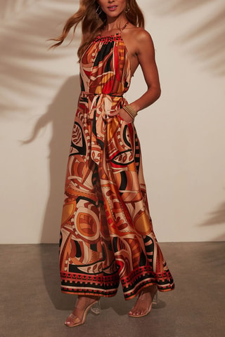 Combinaison - Noir, beige, rouge et orange