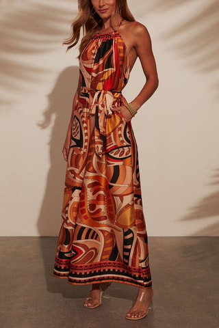 Combinaison - Noir, beige, rouge et orange