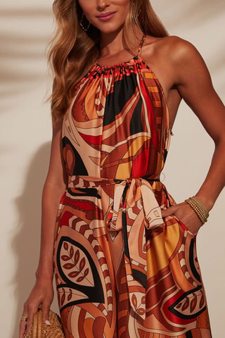 Combinaison - Noir, beige, rouge et orange