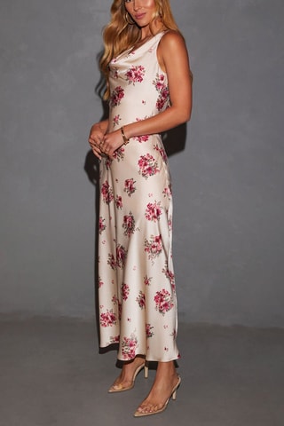 Robe longue - Vert et rose