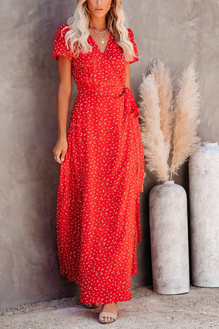 Robe portefeuille - Blanc et rouge