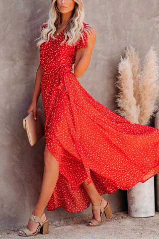 Robe portefeuille - Blanc et rouge