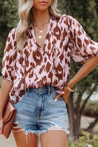 Blouse - Rose clair et marron