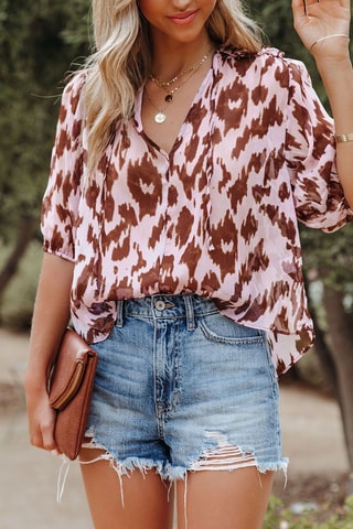 Blouse - Rose clair et marron