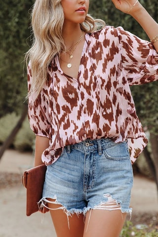 Blouse - Rose clair et marron