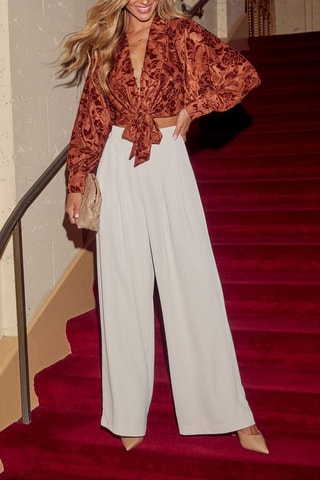 Pantalon taille haute - Écru