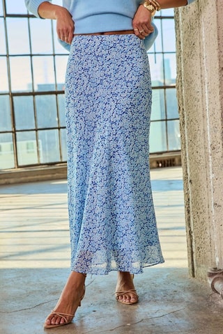 Jupe longue taille haute - Bleu