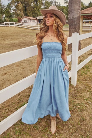Robe midi - Bleu