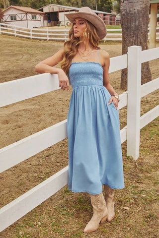Robe midi - Bleu