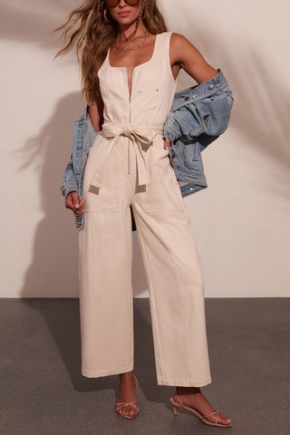 Combinaison en jean - Blanc