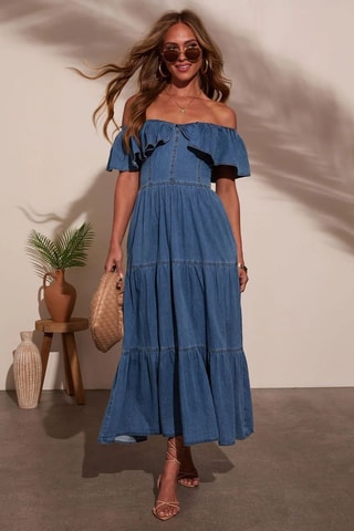 Robe midi en jean - Bleu