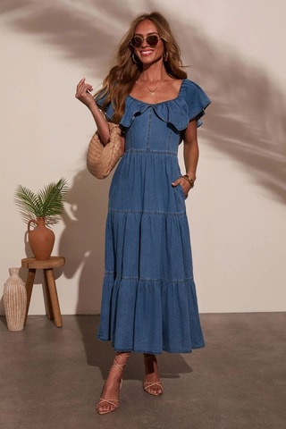 Robe midi en jean - Bleu