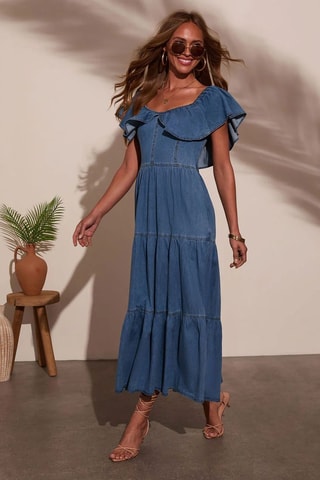 Robe midi en jean - Bleu