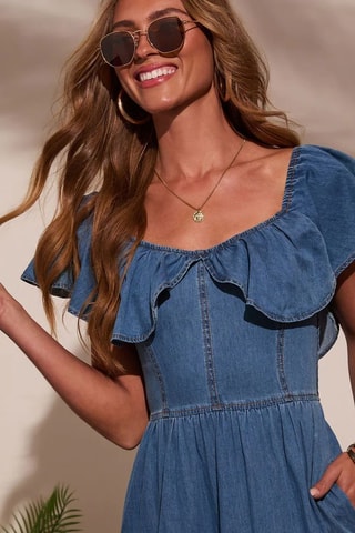 Robe midi en jean - Bleu