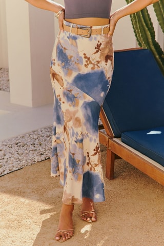 Jupe longue tie and dye taille haute - Multicolore