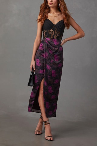 Jupe midi taille haute - Fuchsia