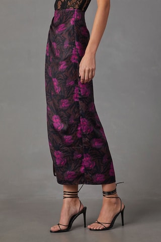 Jupe midi taille haute - Fuchsia