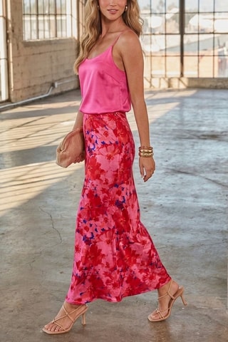 Jupe longue taille haute - Rouge