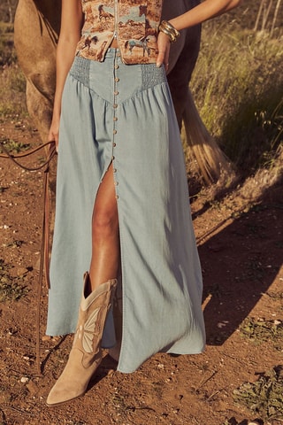 Jupe longue en jean - Bleu clair