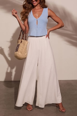 Pantalon taille haute - Blanc