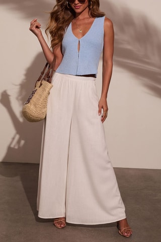 Pantalon taille haute - Blanc