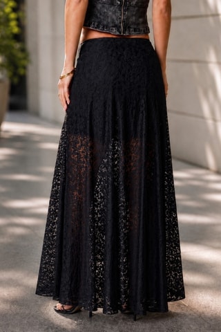 Jupe longue en dentelle - Noir