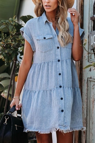 Robe chemise en jean - Bleu clair