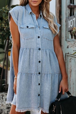 Robe chemise en jean - Bleu clair