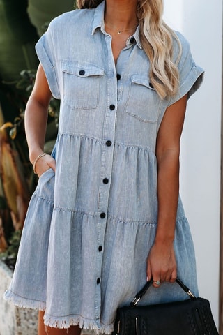 Robe chemise en jean - Bleu clair
