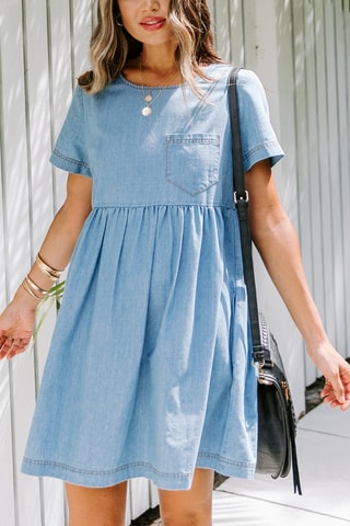 Robe trapèze en jean - Bleu clair
