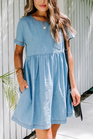Robe trapèze en jean - Bleu clair