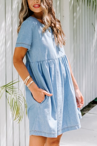 Robe trapèze en jean - Bleu clair