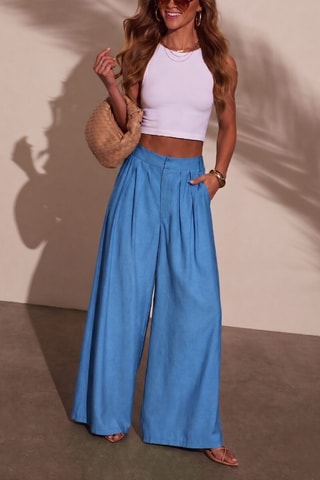 Pantalon palazzo - Bleu