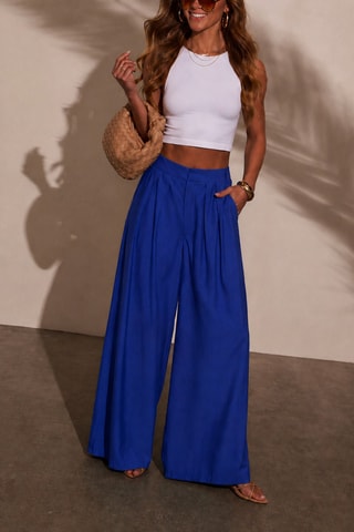 Pantalon palazzo - Bleu