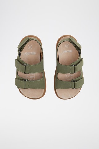 Sandalias de piel de serraje - Caqui 