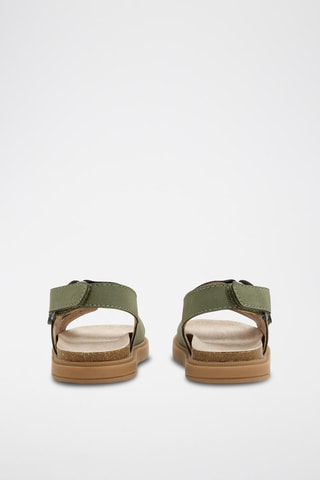 Sandalias de piel de serraje - Caqui 