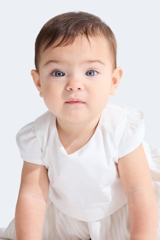 Body vestido - Blanco y beige