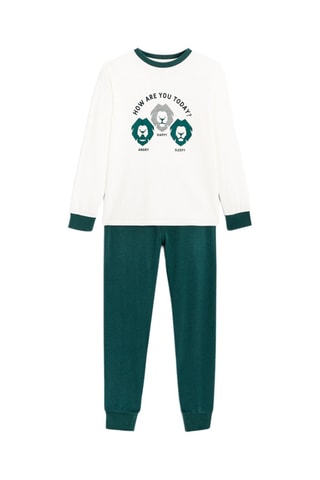 Pijama - Blanco y verde esmeralda