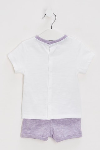 Camiseta y short - Blanco y violeta - Obaïbi