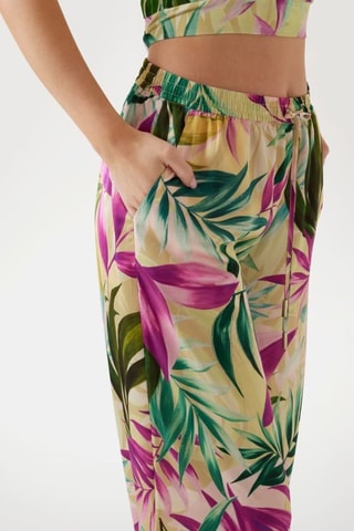 Broek Wide Legs Ines - Beige en Fuchsia - Guess