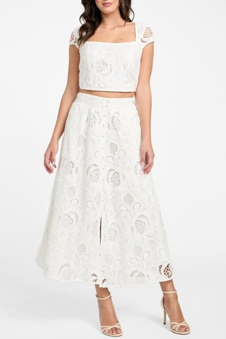 Crop Top met Engelse Borduursels Bomitille - Wit