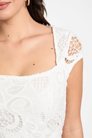 Crop Top met Engelse Borduursels Bomitille - Wit