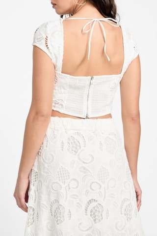 Crop Top met Engelse Borduursels Bomitille - Wit
