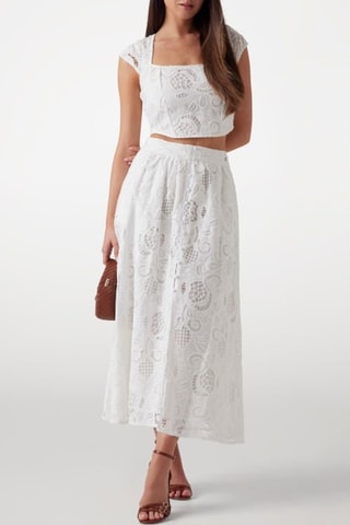 Crop Top met Engelse Borduursels Bomitille - Wit