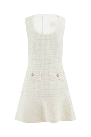 Rechte Tweed Jurk Daphnée - Ecru