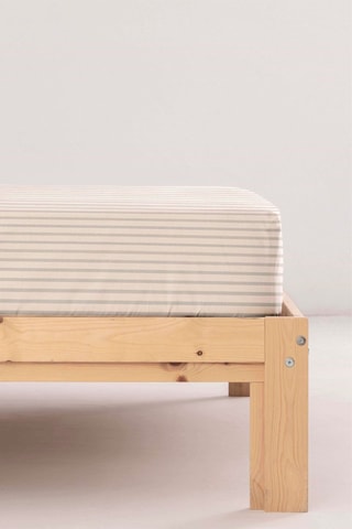 Lenzuolo sotto in percalle di cotone 79 fili/cm² Caravaca - Beige e grigio